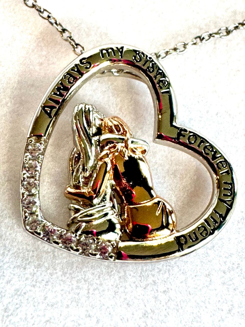 👯‍♀️ Sterling Silver “Sisters” Necklace – 925 – 18” Chain New+ Box – By Popkimi